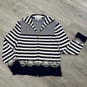 St. John Collection Nautical Zip Sweater Size 4
